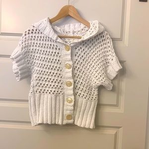 Free People Size M Chunky Short Sleeve Cropped Sweater